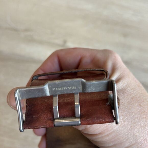 Vintage Fossil Chronograph Watch Leather Cuff Band Repair Lot AS-IS Scratch - Picture 12 of 12